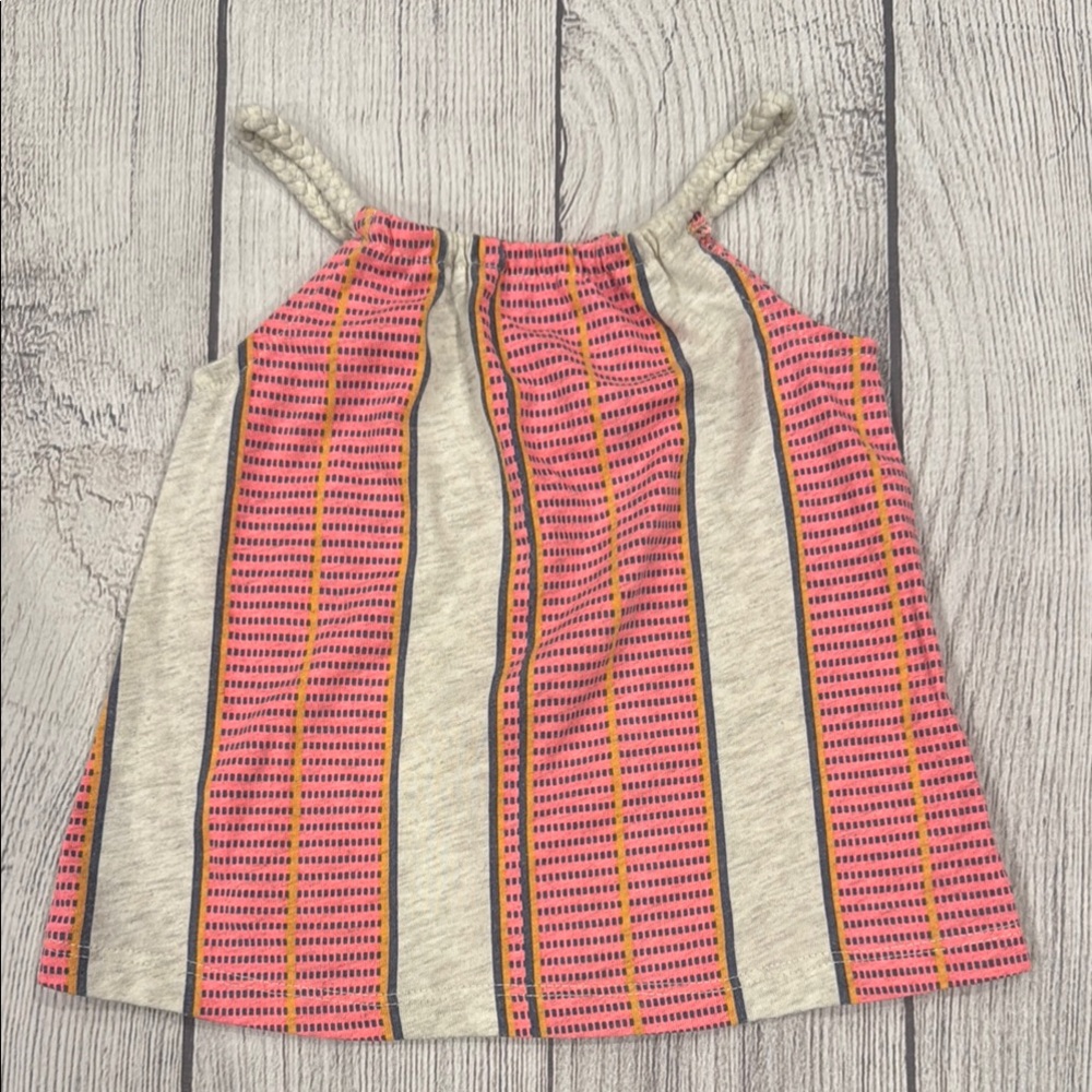 Okie Dokie Baby Girls Pink and Geay Striped Summer Top